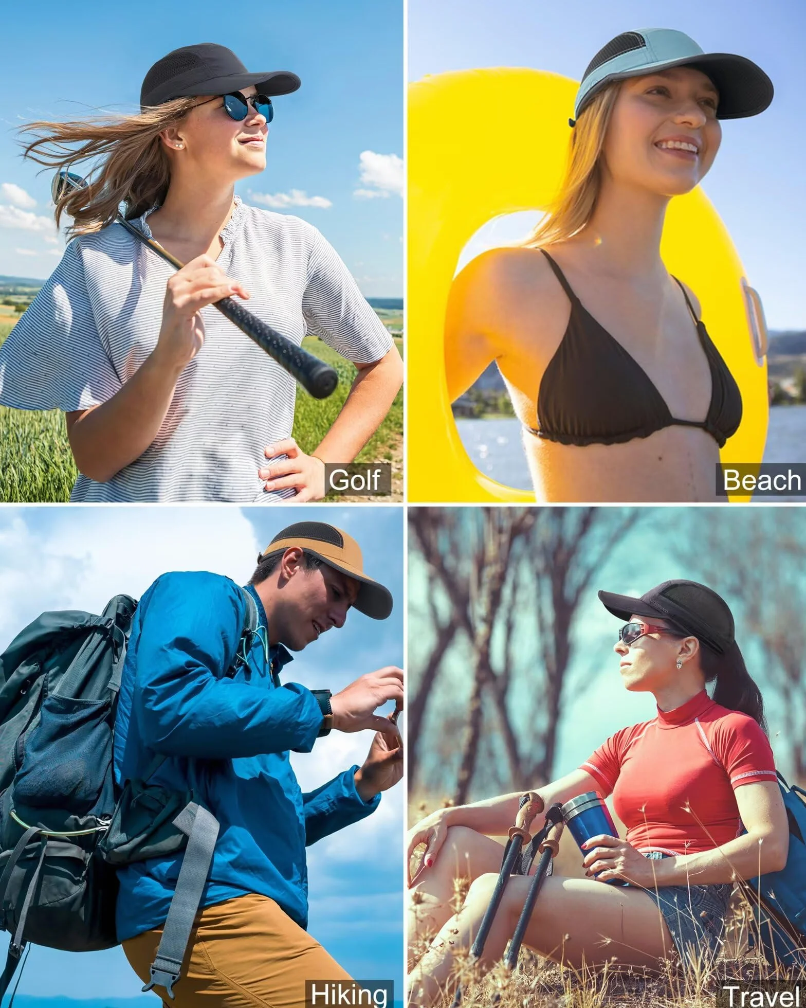 GADIEMKENSD Sportowe lekkie i oddychające czapki bejsbolowe - Folding style,Black