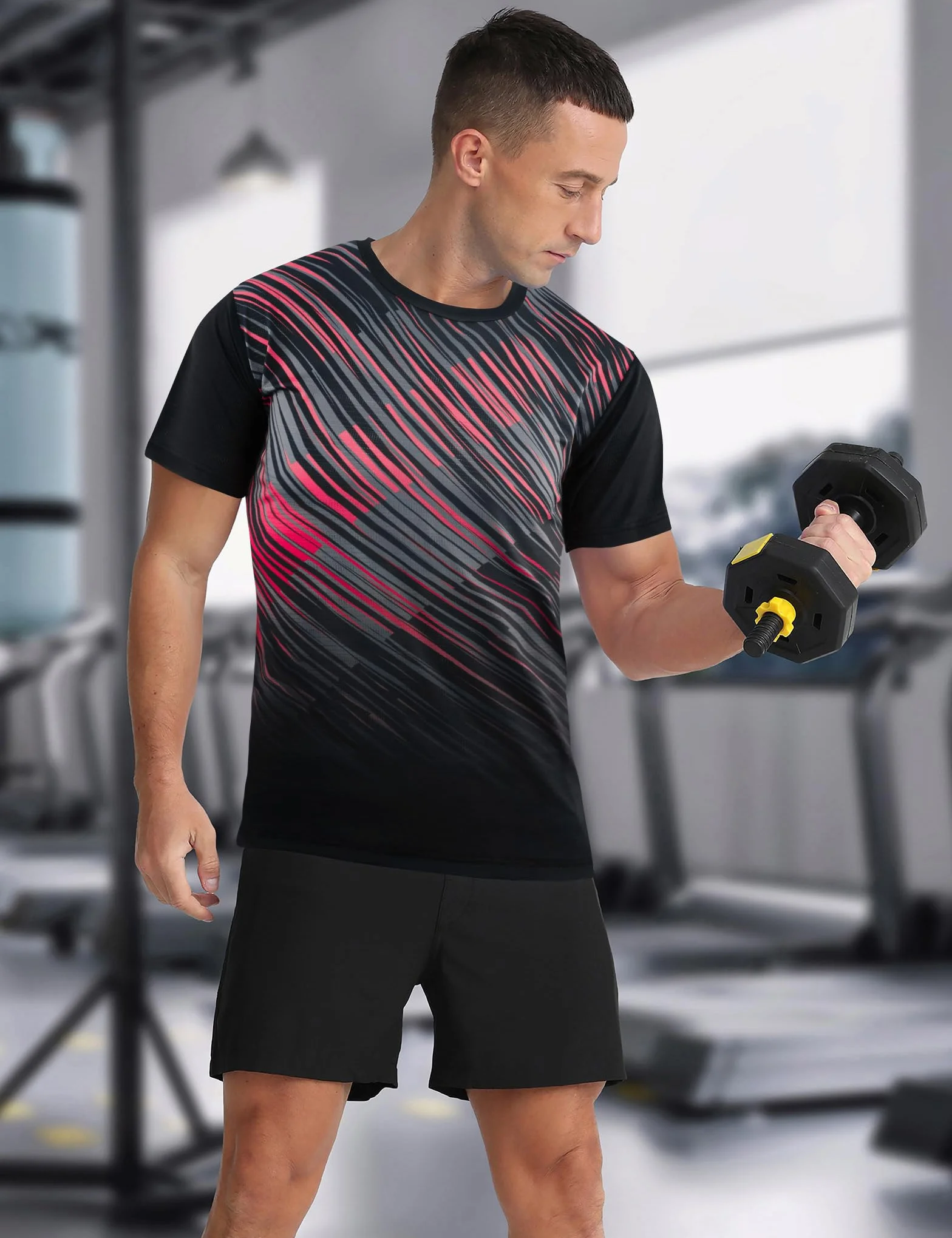 APTRO Męskie T-shirty na siłownię dla mężczyzn odprowadzające wilgoć sportowe oddychające topy do biegania szybkoschnąca koszulka z krótkim rękawem (1 opakowanie)