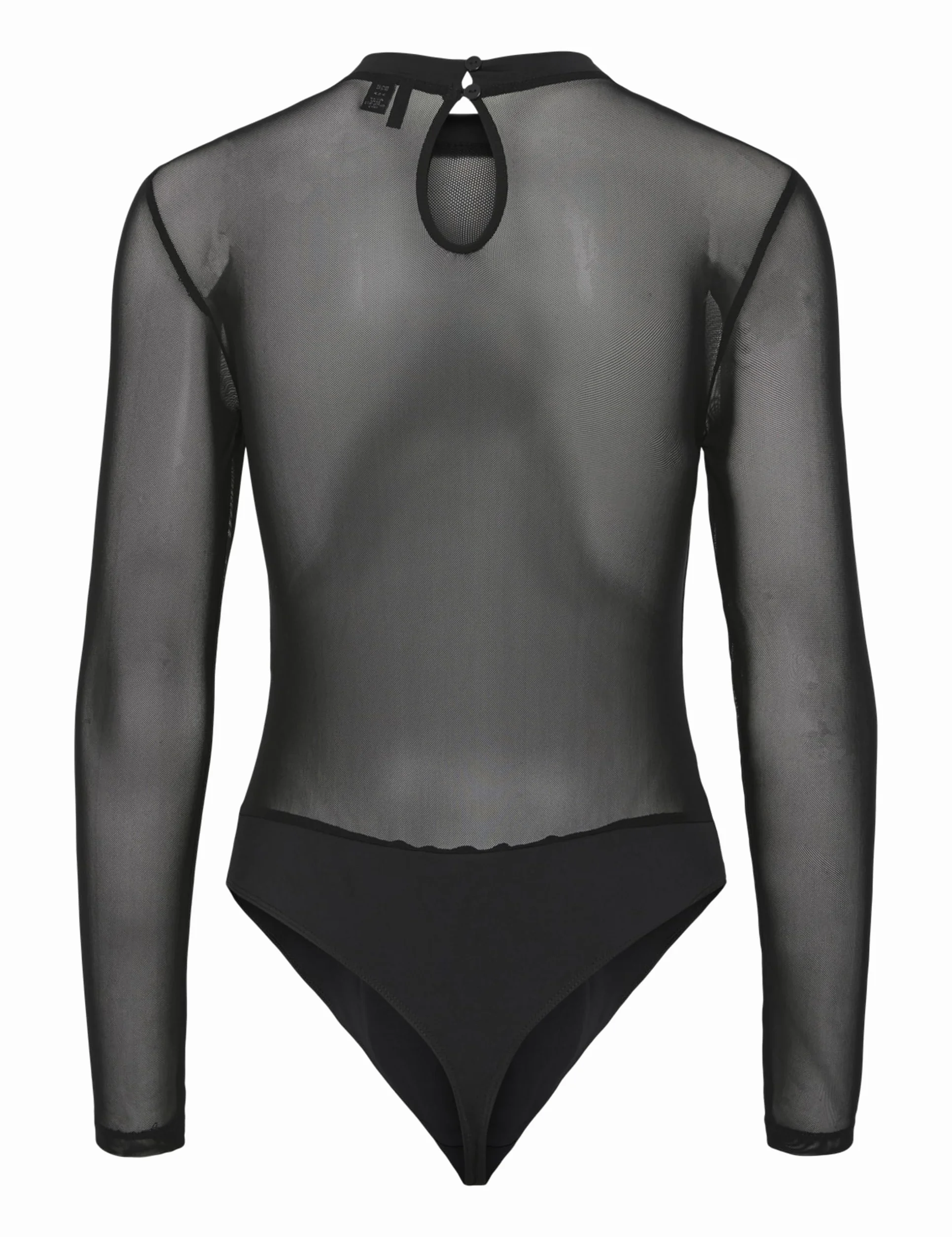PIECES Damskie body Pcmilly Ls Mesh Bodystocking Noos z długim rękawem, czarny, S