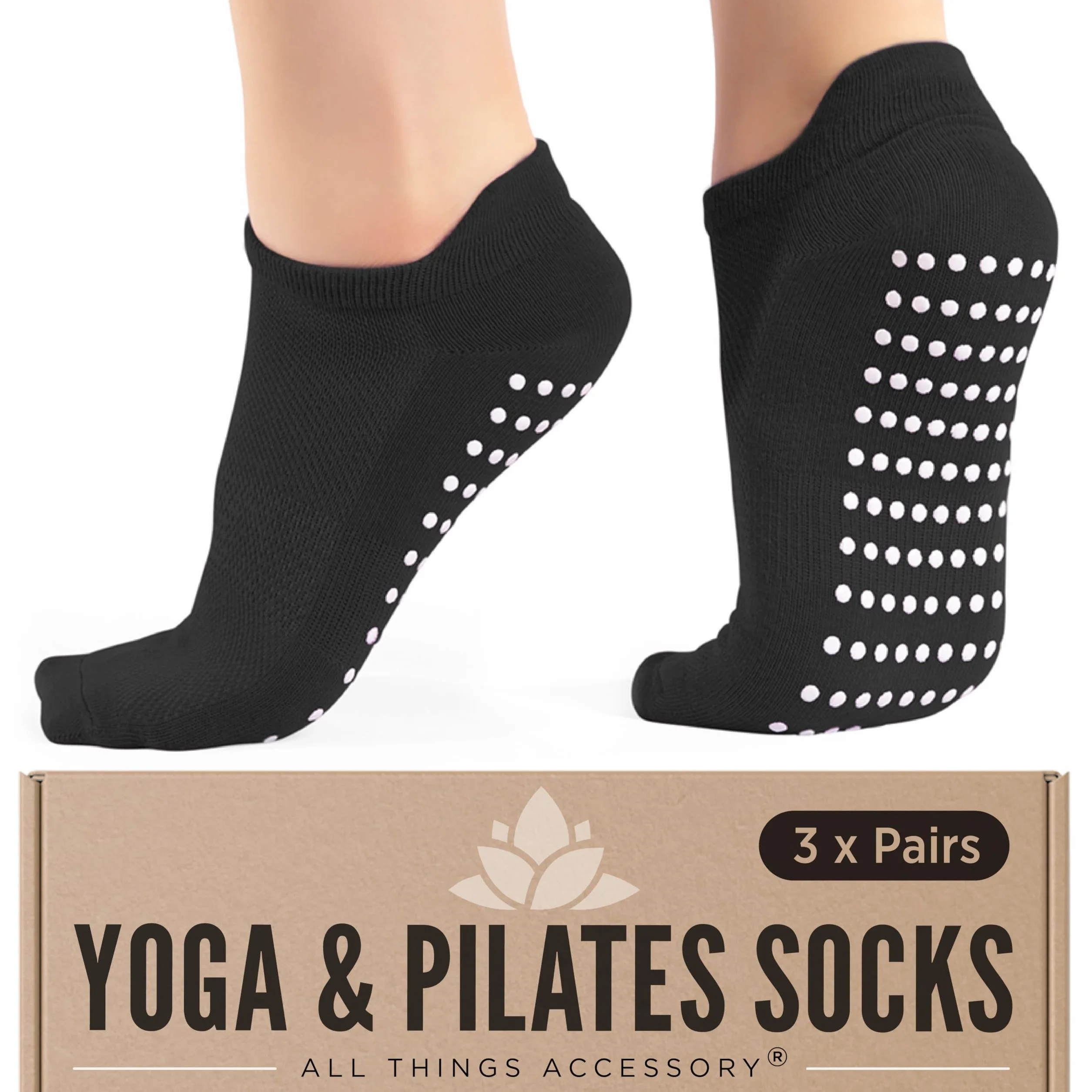 3 x pary antypoślizgowych skarpet do jogi pilatesu sztuki walki fitness taniec barre, antypoślizgowe/antypoślizgowe, pełne palce kostki zapobieganie upadkowi skarpety, Sox UK 4-8 / EU 37-42