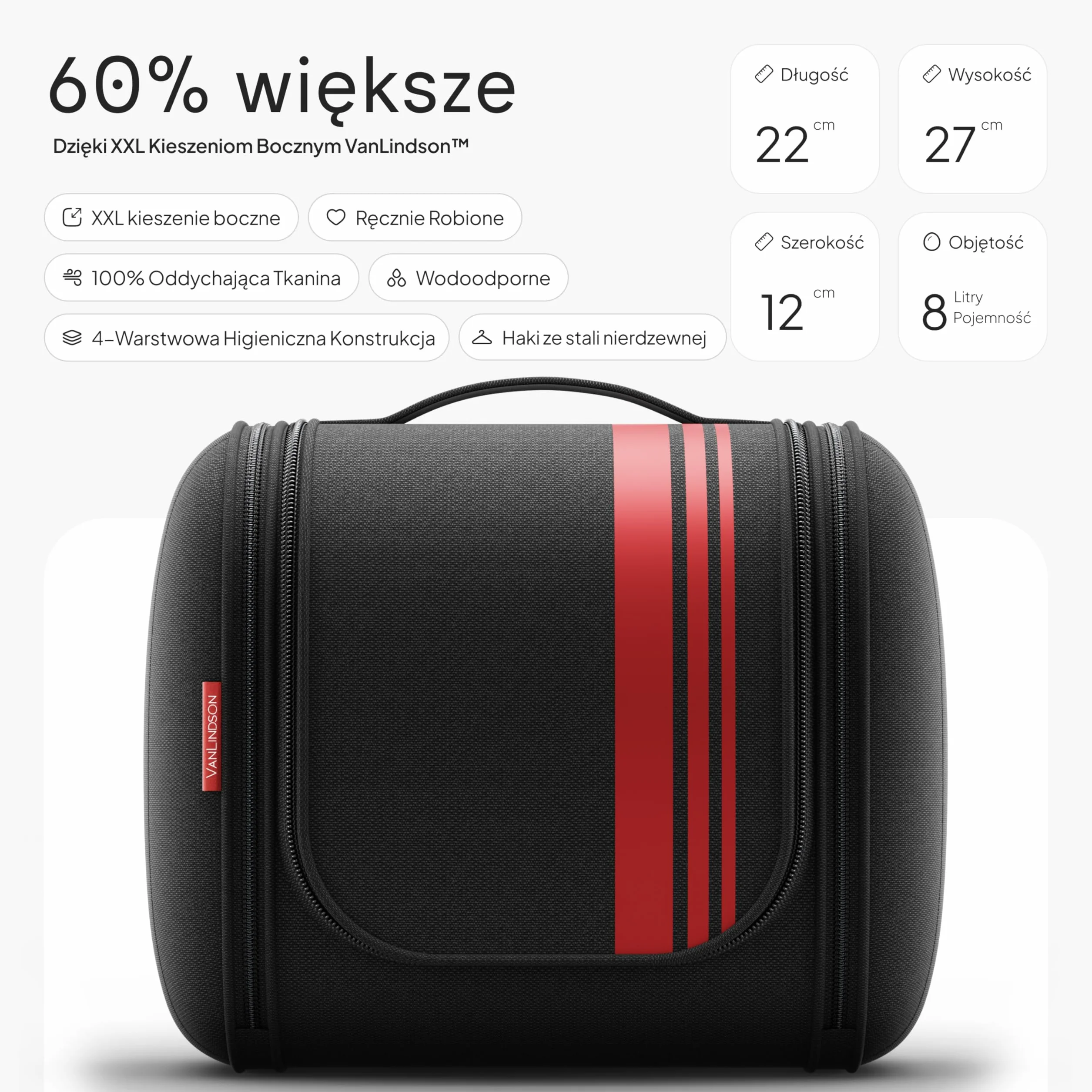 Kosmetyczka do zawieszenia [8 litrów przestrzeni do przechowywania – wzór 2025] kosmetyczka dla mężczyzn i kobiet, organizer kosmetyczki, kosmetyczka damska, nadaje się do dużych i małych kosmetyków