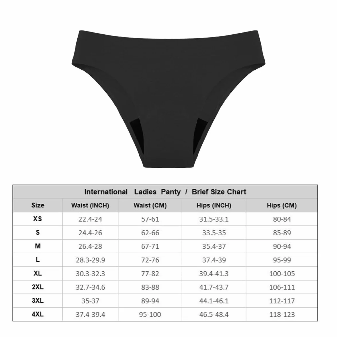 Bezszwowa damska bielizna kąpielowa na okres, czterowarstwowa, szczelna, bez potrzeby stosowania podpasek, majtki menstruacyjne, czarne, rozmiar M, nylon, poliester