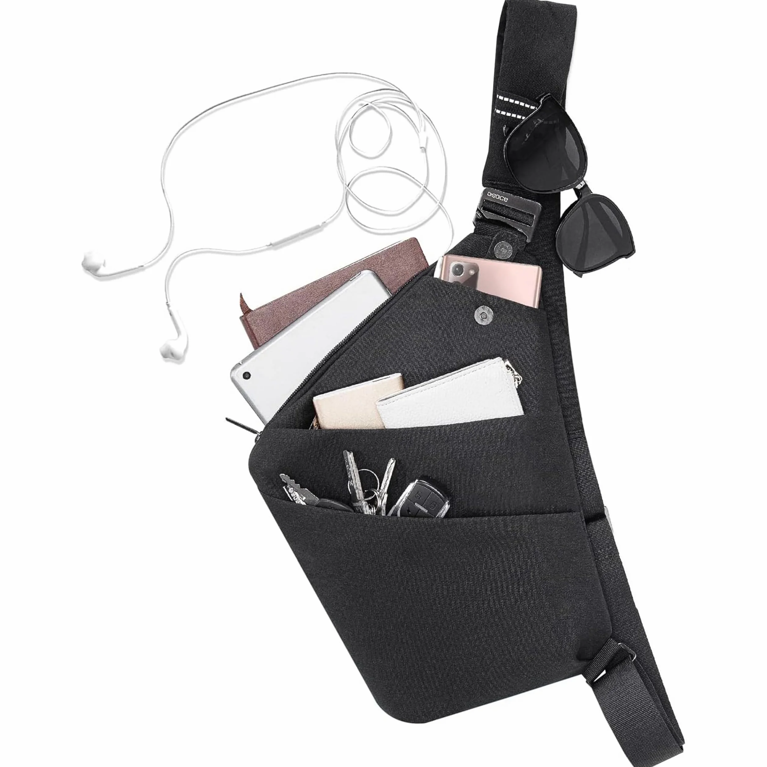 OSOCE Torba podróżna antykradzieżowa, męska torba na klatkę piersiową, crossbody z wieloma kieszeniami torba na ramię wodoodporne torby pokrowiec na co dzień jazda na rowerze wędrówki dla mężczyzn