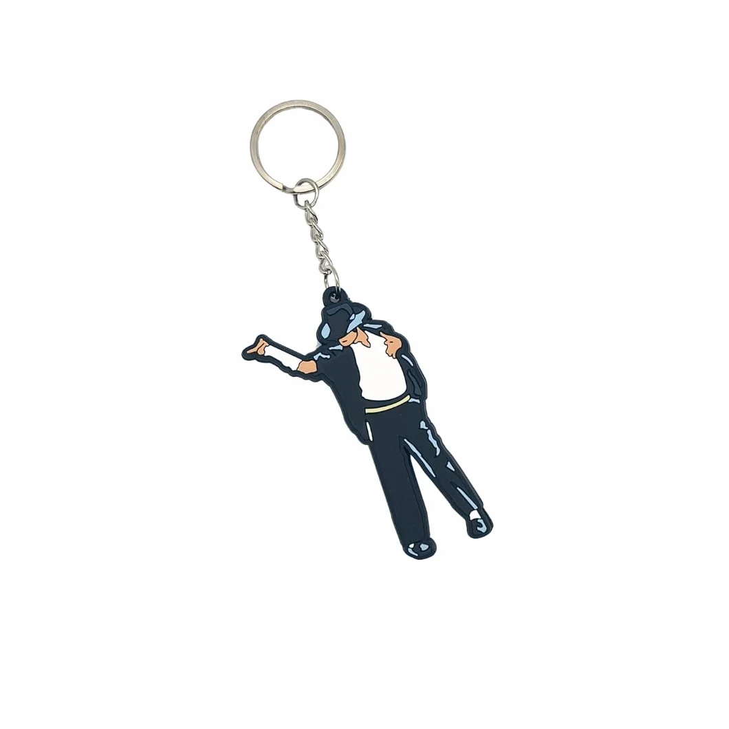 Michael Jackson Shape Jackson Black Rubber Super wykończony Luksusowy 7 CM Brelok dla fanów Michaela Jacksona Prezent Prezent, Czarny i biały, Portachiavi