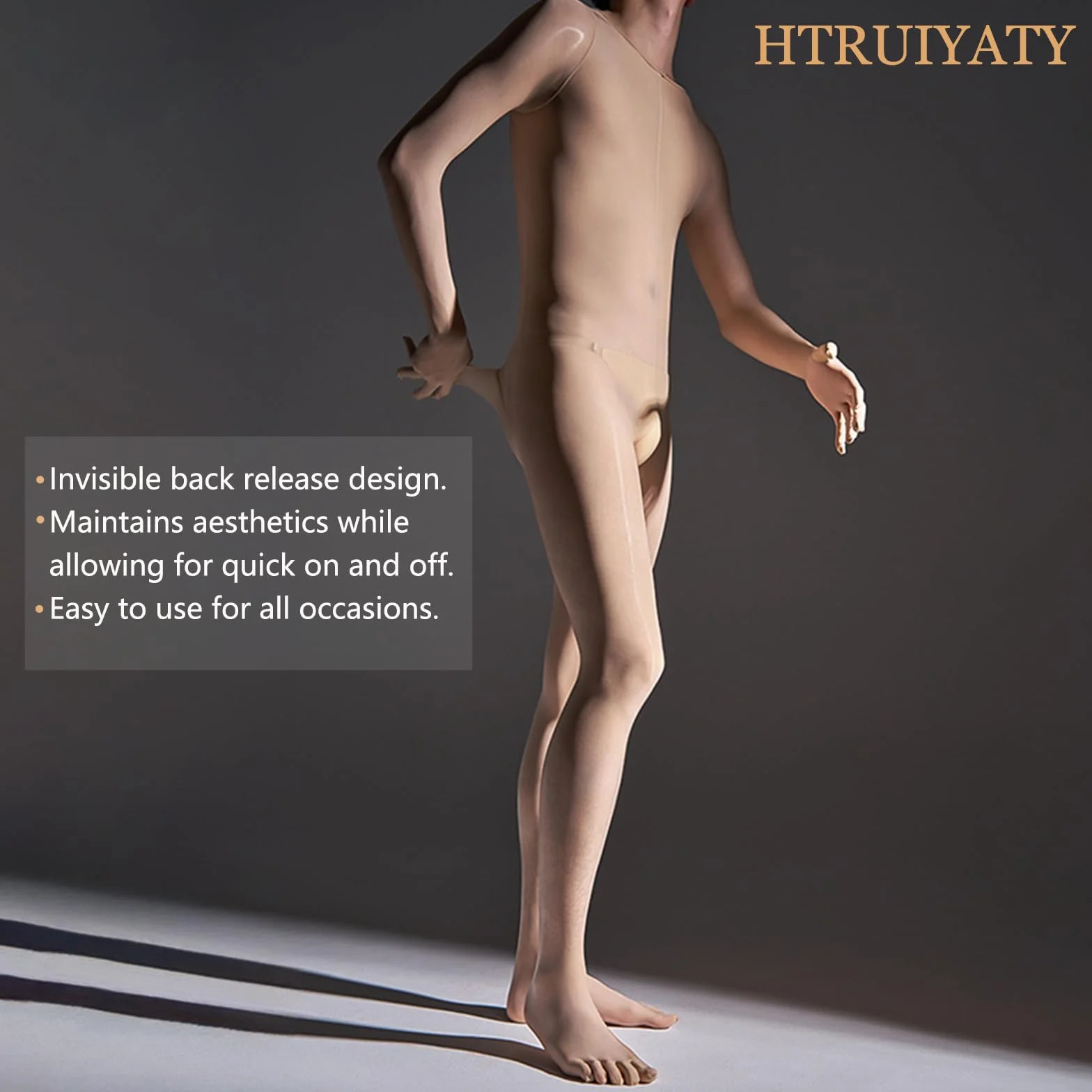 HTRUIYATY Bodystocking błyszczące męskie bodystocking nylonowe długie body seksowne rajstopy męskie genialny kombinezon body