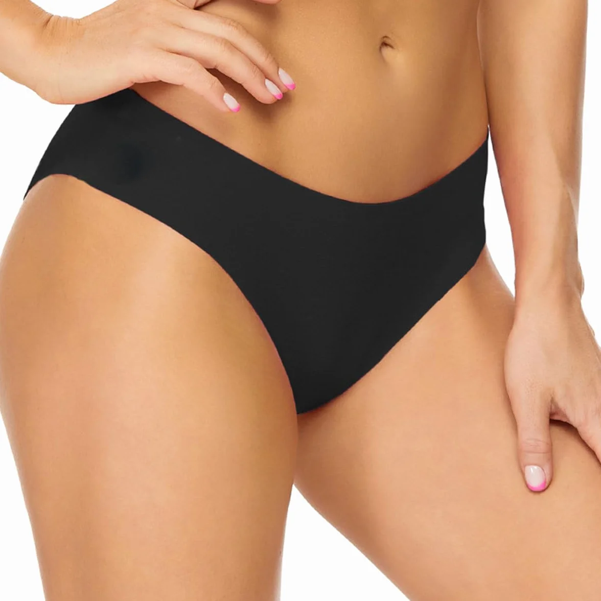 Bezszwowa damska bielizna kąpielowa na okres, czterowarstwowa, szczelna, bez potrzeby stosowania podpasek, majtki menstruacyjne, czarne, rozmiar M, nylon, poliester