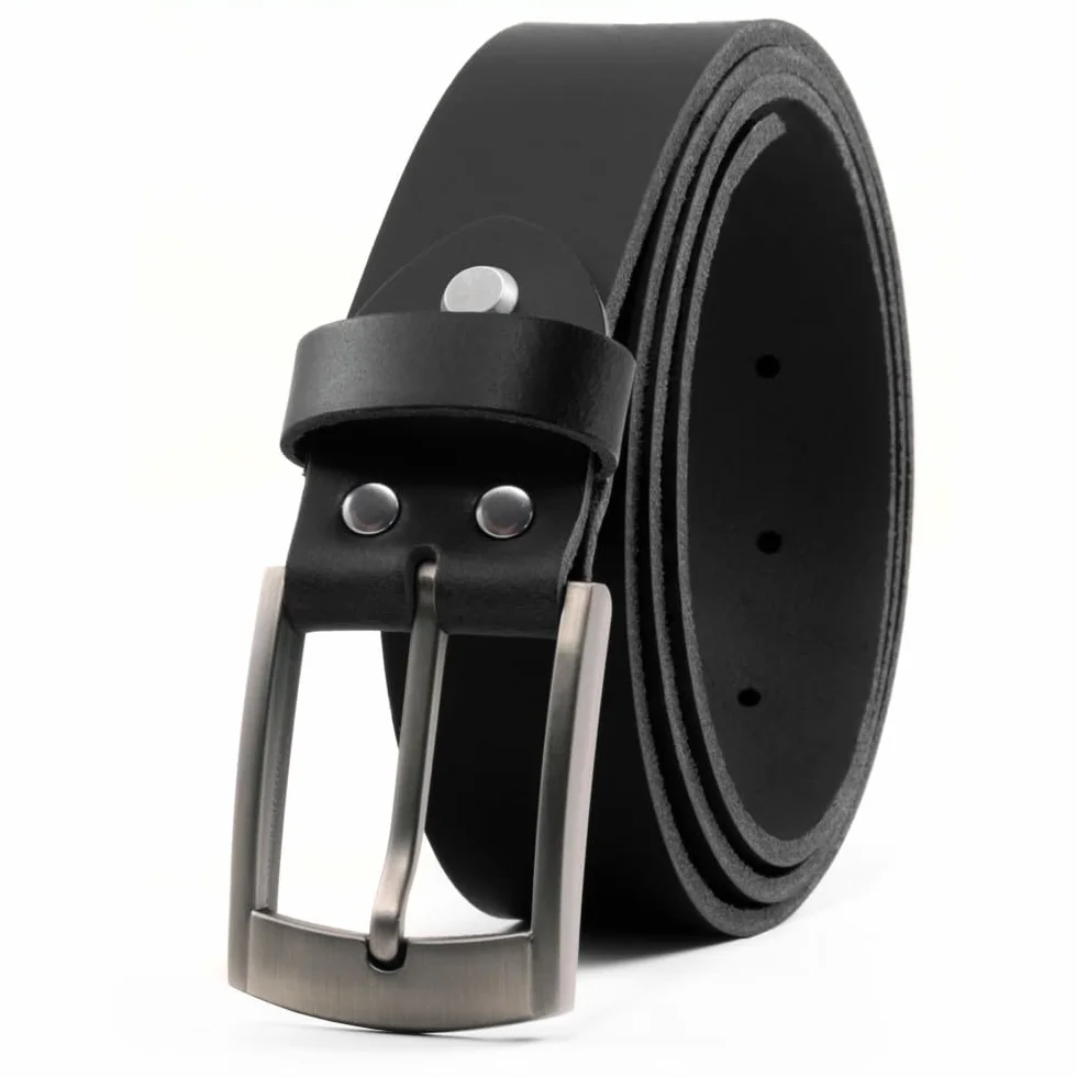 Fa.Volmer ® Pasek ze skóry bawolej dla mężczyzn i kobiet/pasek skórzany o szerokości 35 mm / możliwość skrócenia / model Austin (dostępny w kolorze czarnym i brązowym)