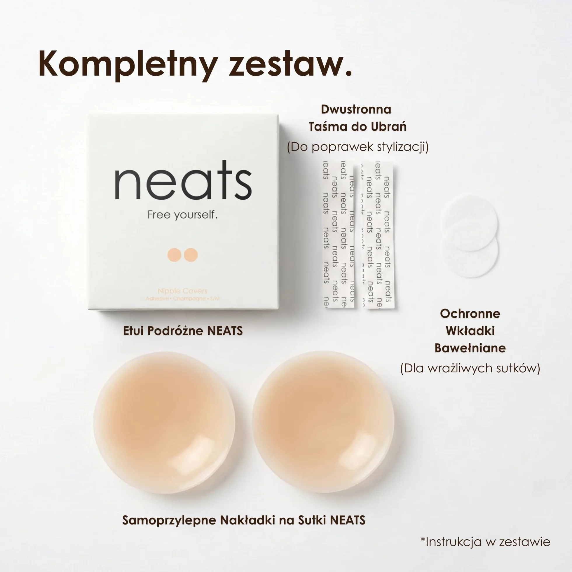 NEATS Osłonki na sutki dla kobiet, wielokrotnego użytku, hipoalergiczne silikonowe płatki samoprzylepne