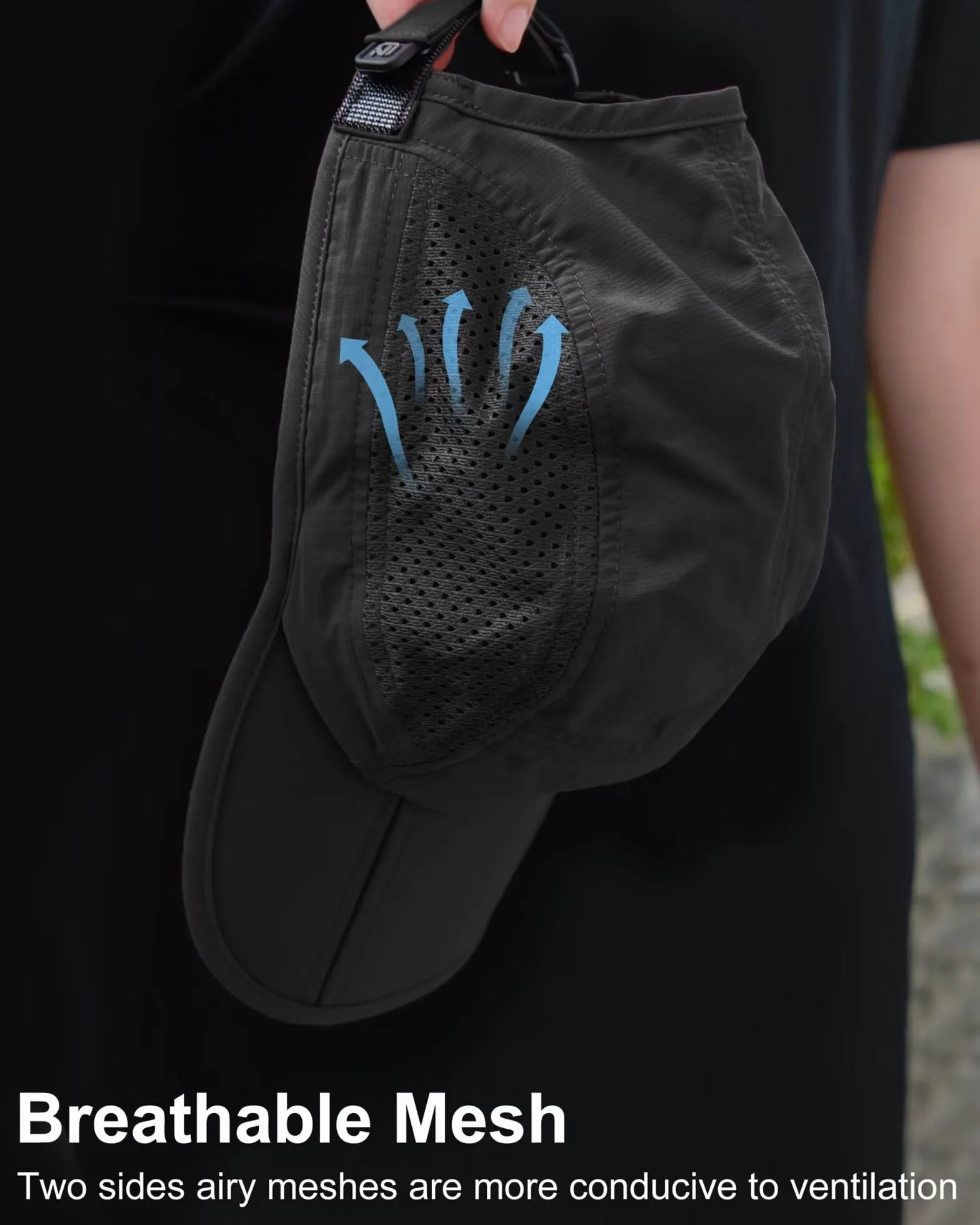 GADIEMKENSD Sportowe lekkie i oddychające czapki bejsbolowe - Folding style,Black