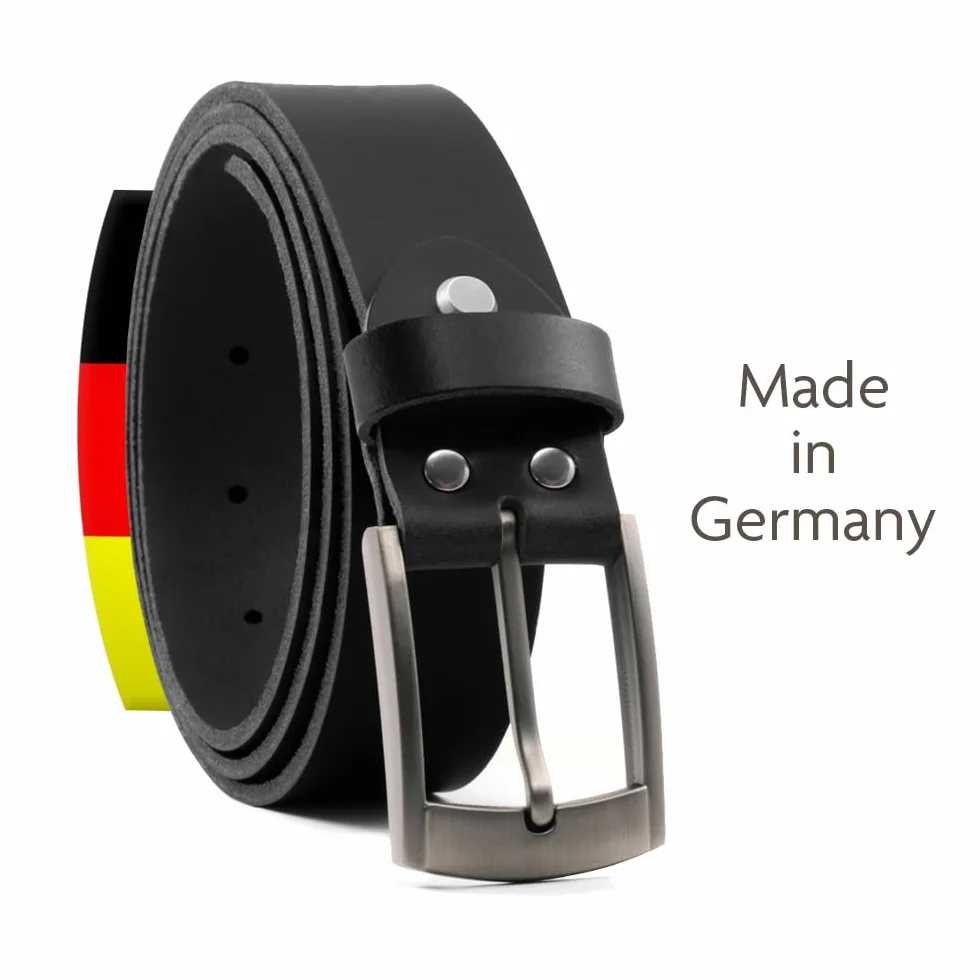 Fa.Volmer ® Pasek ze skóry bawolej dla mężczyzn i kobiet/pasek skórzany o szerokości 35 mm / możliwość skrócenia / model Austin (dostępny w kolorze czarnym i brązowym)