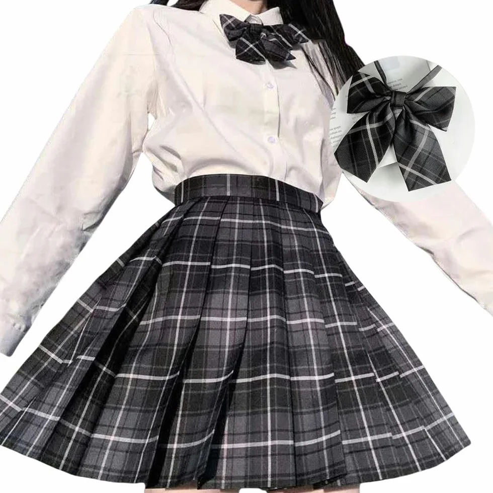 Spódnica damska plisowana Harajuku Preppy styl letnia spódnica damska w kratę Kawaii Y2K wysoka talia taniec kokarda spódnica mini śliczne japońskie mundurki szkolne