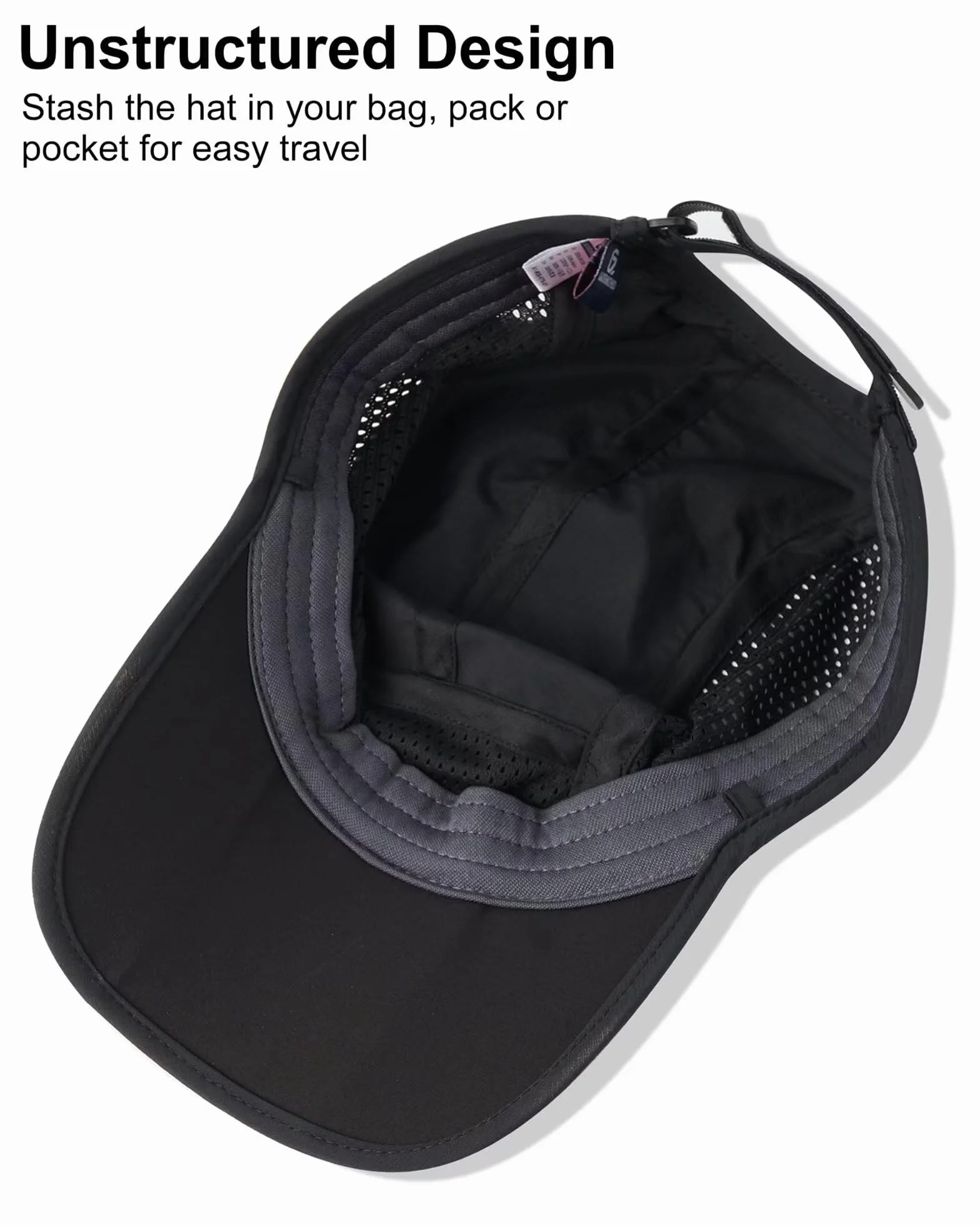 GADIEMKENSD Sportowe lekkie i oddychające czapki bejsbolowe - Folding style,Black