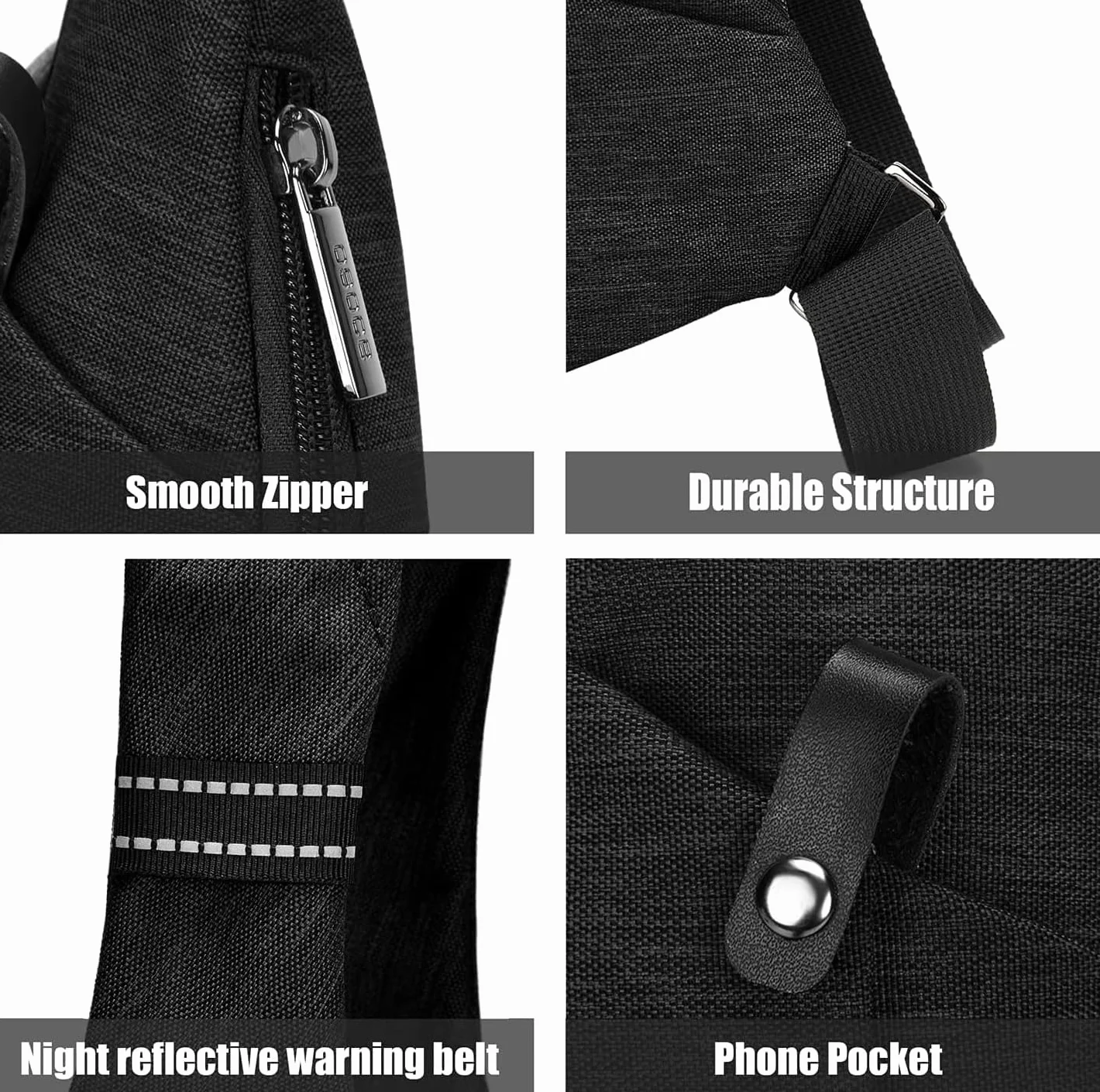 OSOCE Torba podróżna antykradzieżowa, męska torba na klatkę piersiową, crossbody z wieloma kieszeniami torba na ramię wodoodporne torby pokrowiec na co dzień jazda na rowerze wędrówki dla mężczyzn