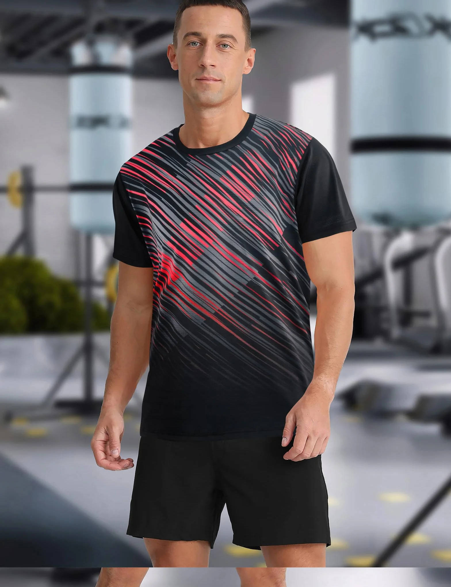 APTRO Męskie T-shirty na siłownię dla mężczyzn odprowadzające wilgoć sportowe oddychające topy do biegania szybkoschnąca koszulka z krótkim rękawem (1 opakowanie)