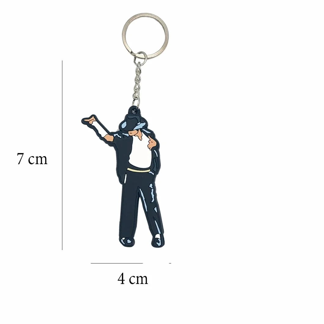Michael Jackson Shape Jackson Black Rubber Super wykończony Luksusowy 7 CM Brelok dla fanów Michaela Jacksona Prezent Prezent, Czarny i biały, Portachiavi