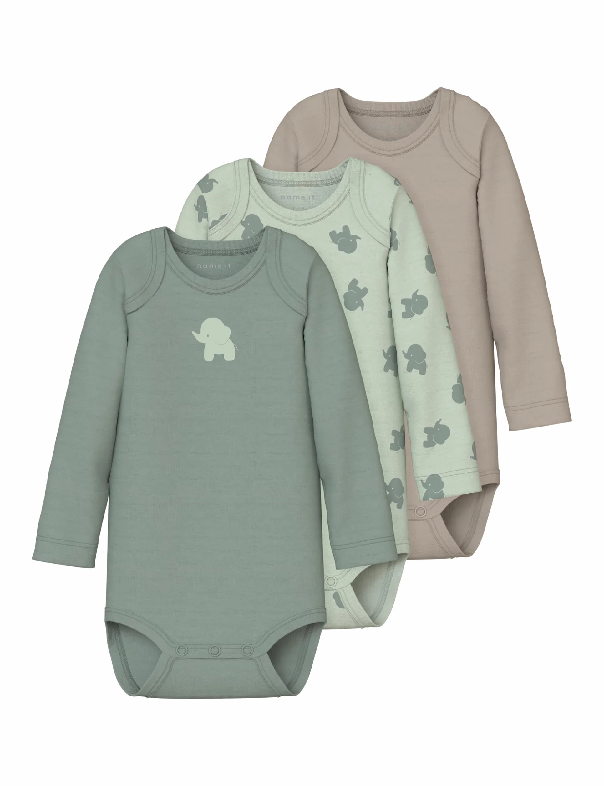 Name it baby Męskie Sea Foam Nbmbody 3P LS Słoń Noos, Numeric_74 (3 sztuki), Pianka Sea Foam., numeric_74