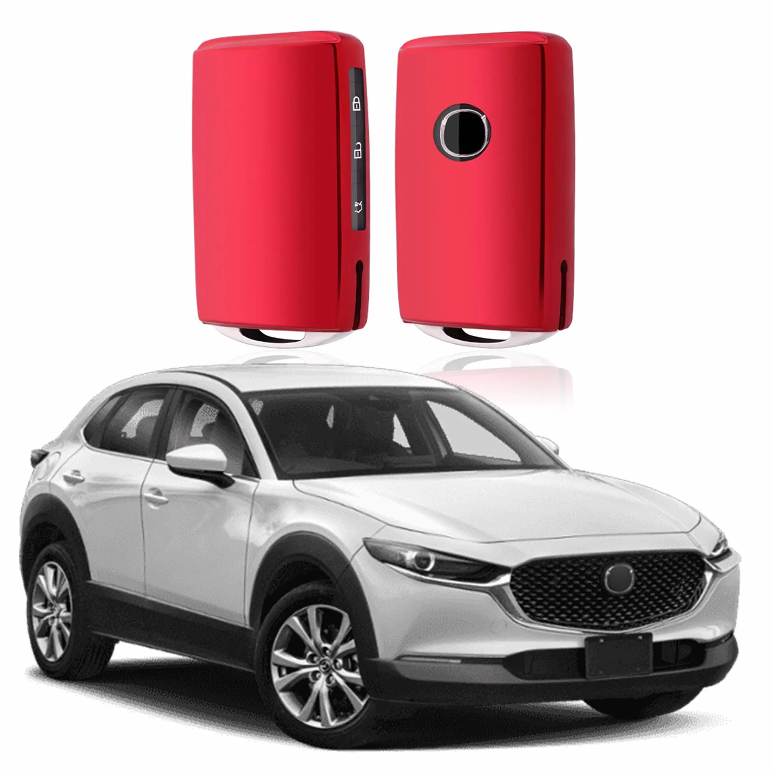 Etui na kluczyki samochodowe do Mazda 3, CX-30, CX-5, CX-8, 2019-2023, 2024, TPU etui na klucze, etui na klucze (czerwone)