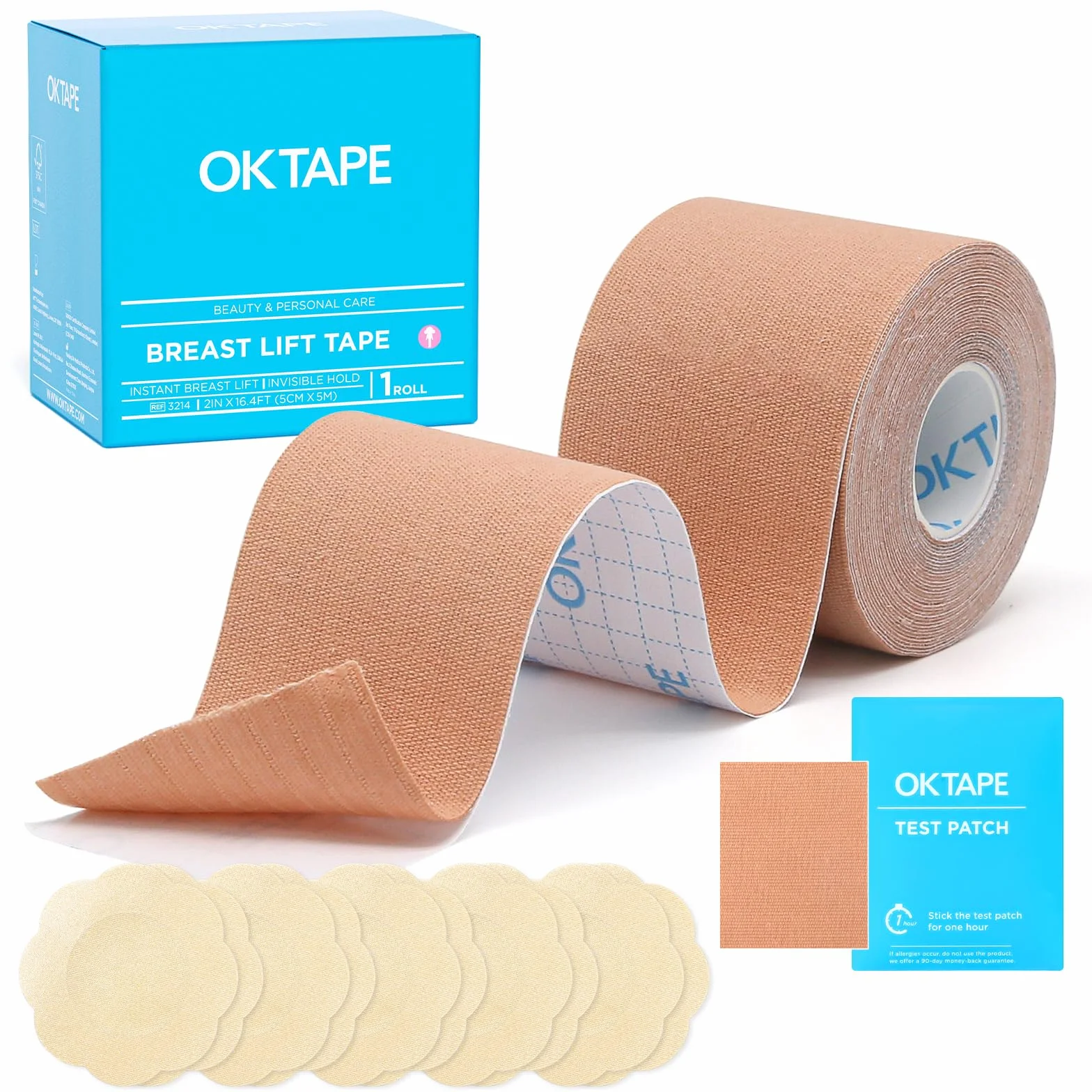 OK TAPE Taśmy piersiowe, duże piersi, miseczka A-G, taśma podnosząca piersi, do sukienek, taśma typu Booby, z 5 parami osłon na sutki, zestaw, niewidoczna taśma do odzieży